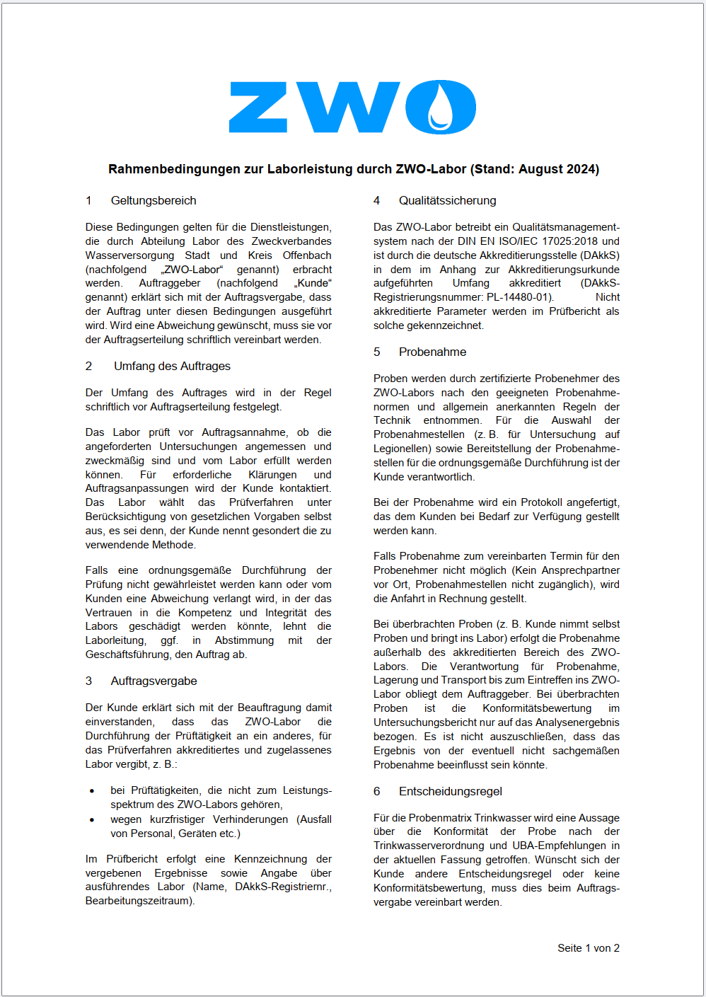 Rahmenbedingungen zur Laborleistung